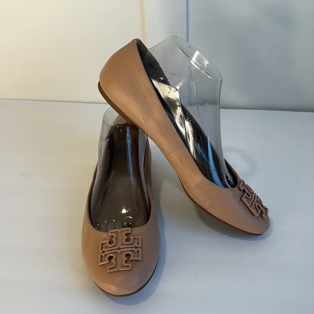 Tory Burch Melinda Powder Coated Blush/Tan Ballet Flats